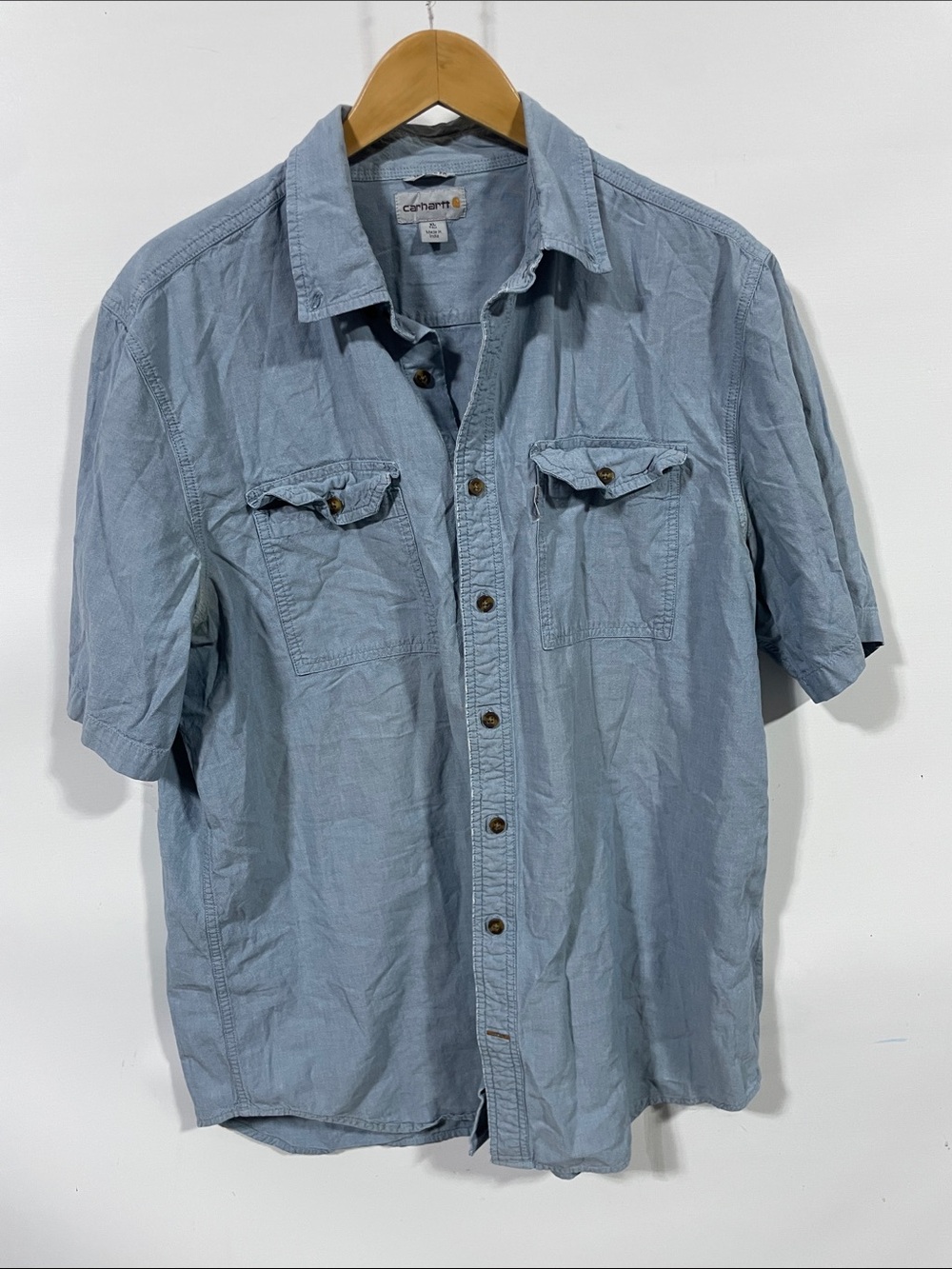 Carhartt Light Blue Short-Sleeve Button Down Work Shirt